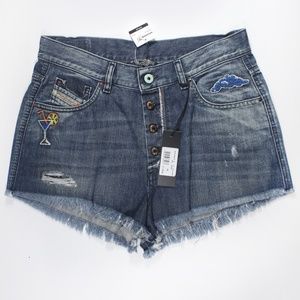 Diesel Jean Shorts Embroidered